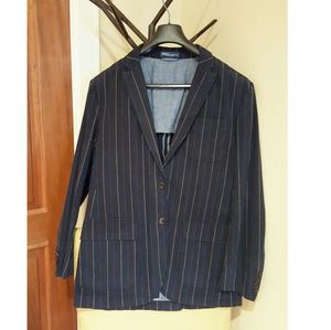 Polo striped blue denim coat